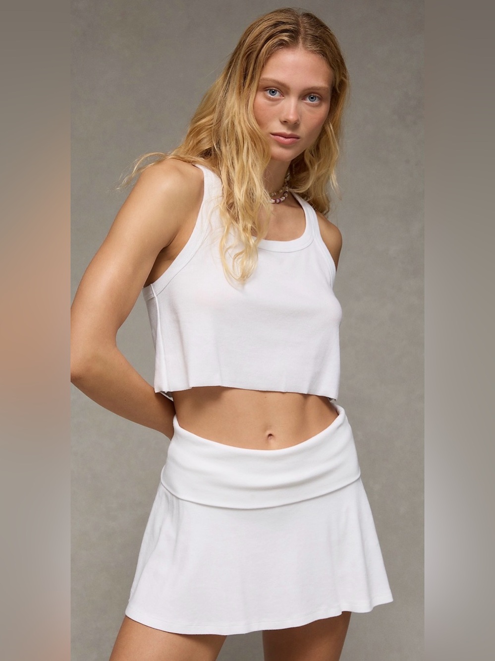 •ORANGE KISS•NWT WHITE ATHLETIC FOLDOVER FLARED SKORT SIZE SMALL